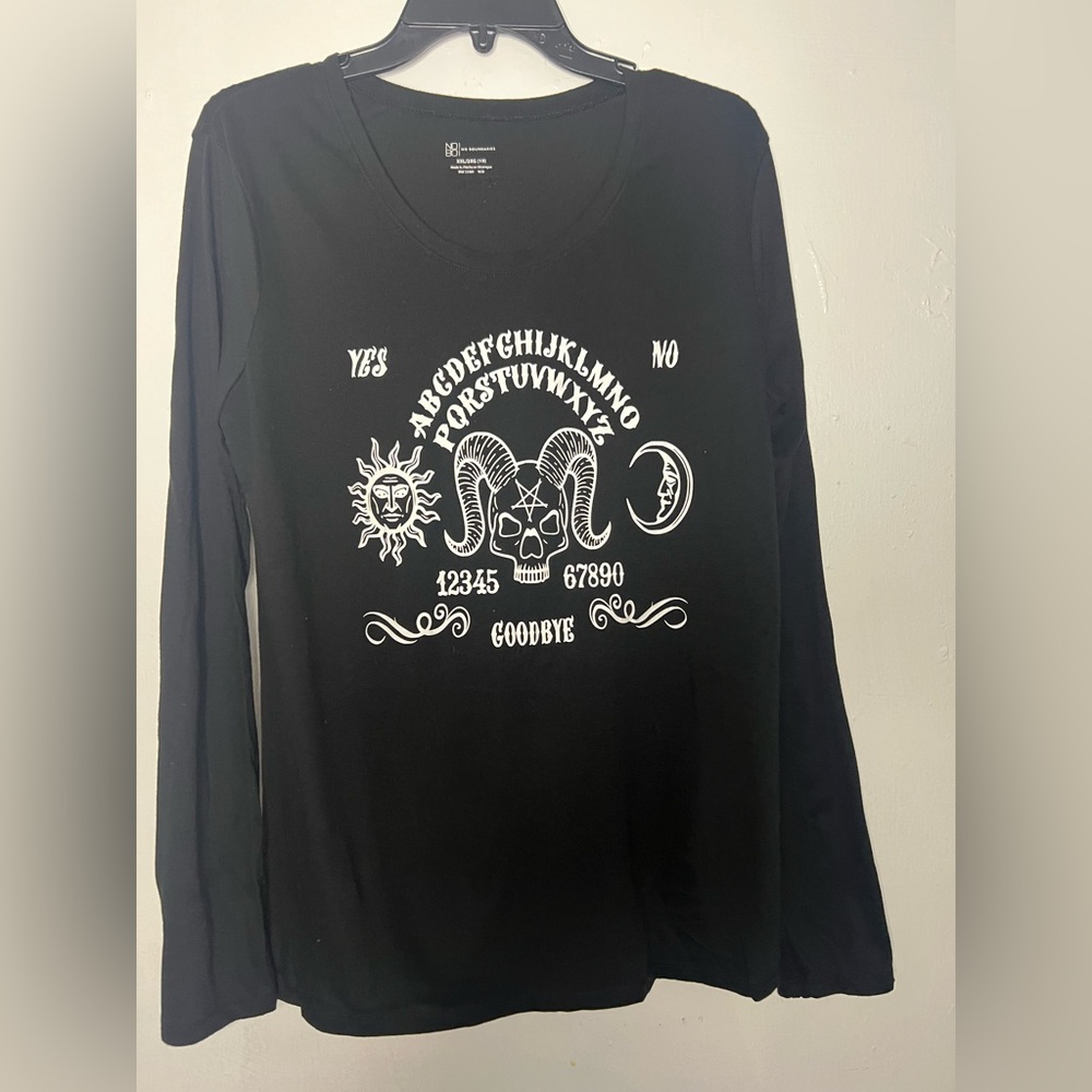 Black Long Sleeve Ouija Board Graphic Tee